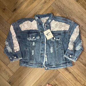 NWT Yo Zhi Lian Fashion Lace Distressed Jacket